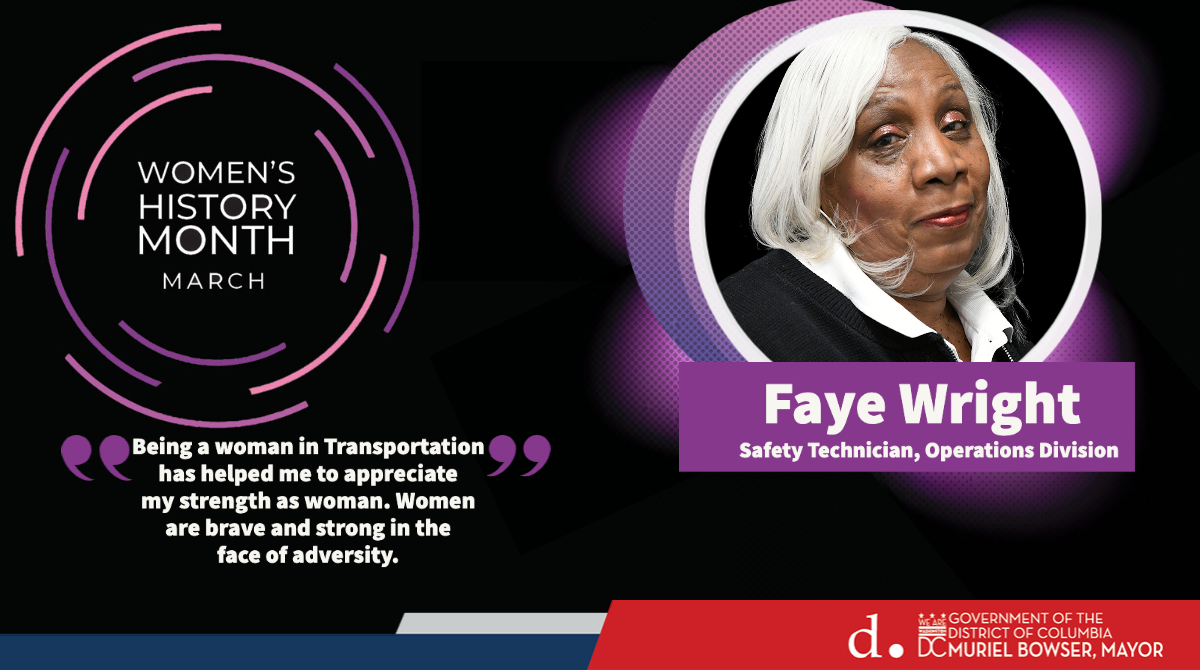 DDOTDC's tweet photo. "Being a woman in Transportation has helped me to appreciate my strength as woman. Women are brave and strong in the face of adversity.” --#WomanInTransportation Faye Wright, Safety Technician with our Operations Division.
#DDOTDelivers #WomensHistoryMonth https://t.co/nxSJuOO2tV