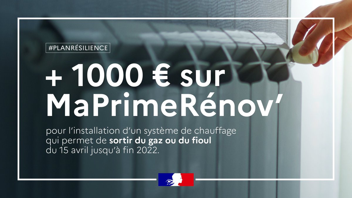 barbarapompili's tweet photo. Nous augmentons #MaPrimeRenov de 1000€ pour le remplacement de chaudières à énergies fossiles par des solutions comme des pompes à chaleur.
L’aide totale pourra aller jusqu’à 9000€.
Un moyen efficace de réduire nos factures et notre dépendance aux fossiles.
#PlanRésilience https://t.co/dymB0SNGIb