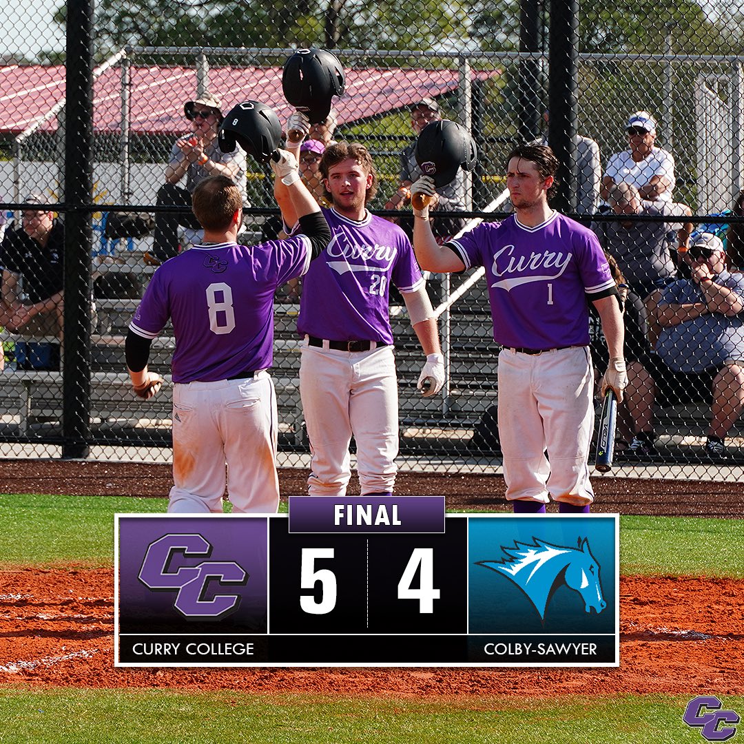 Colonels win! Curry College Baseball outlasts the Colby-Sawyer Chargers 5-4 Wednesday morning! #BleedPurple