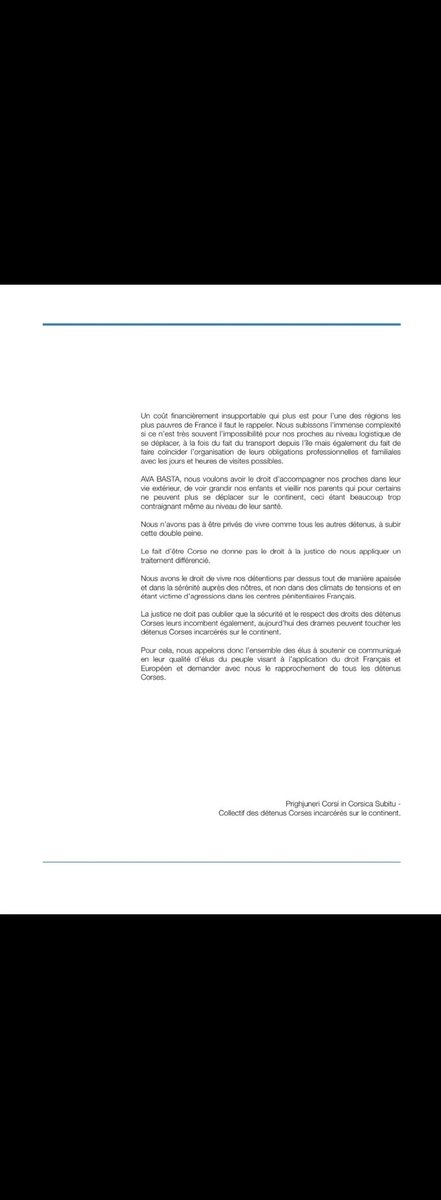 collectifdesdt2's tweet image. Communiqué du collectif des détenus Corses incarcérés sur le continent