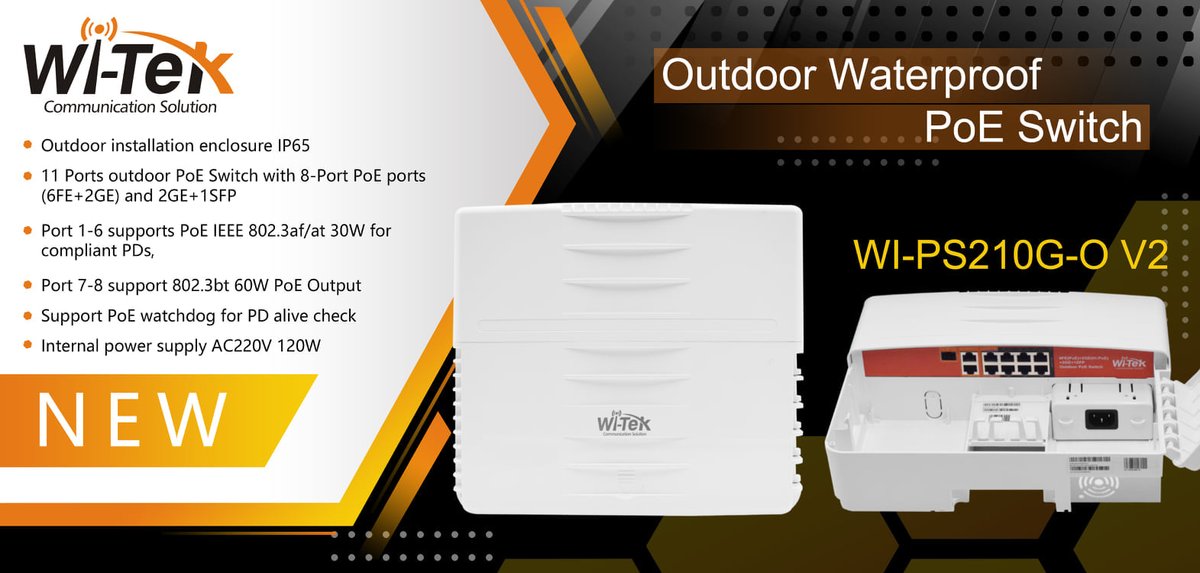 Witek_AprilChan's tweet photo. Wi-Tek Outdoor Waterproof PoE Switch.
https://t.co/oTxvPR8wBK
#WiTek #OutdoorSwitch #poeswitch #WiTekPoESwitch https://t.co/CQj3r5BQBz