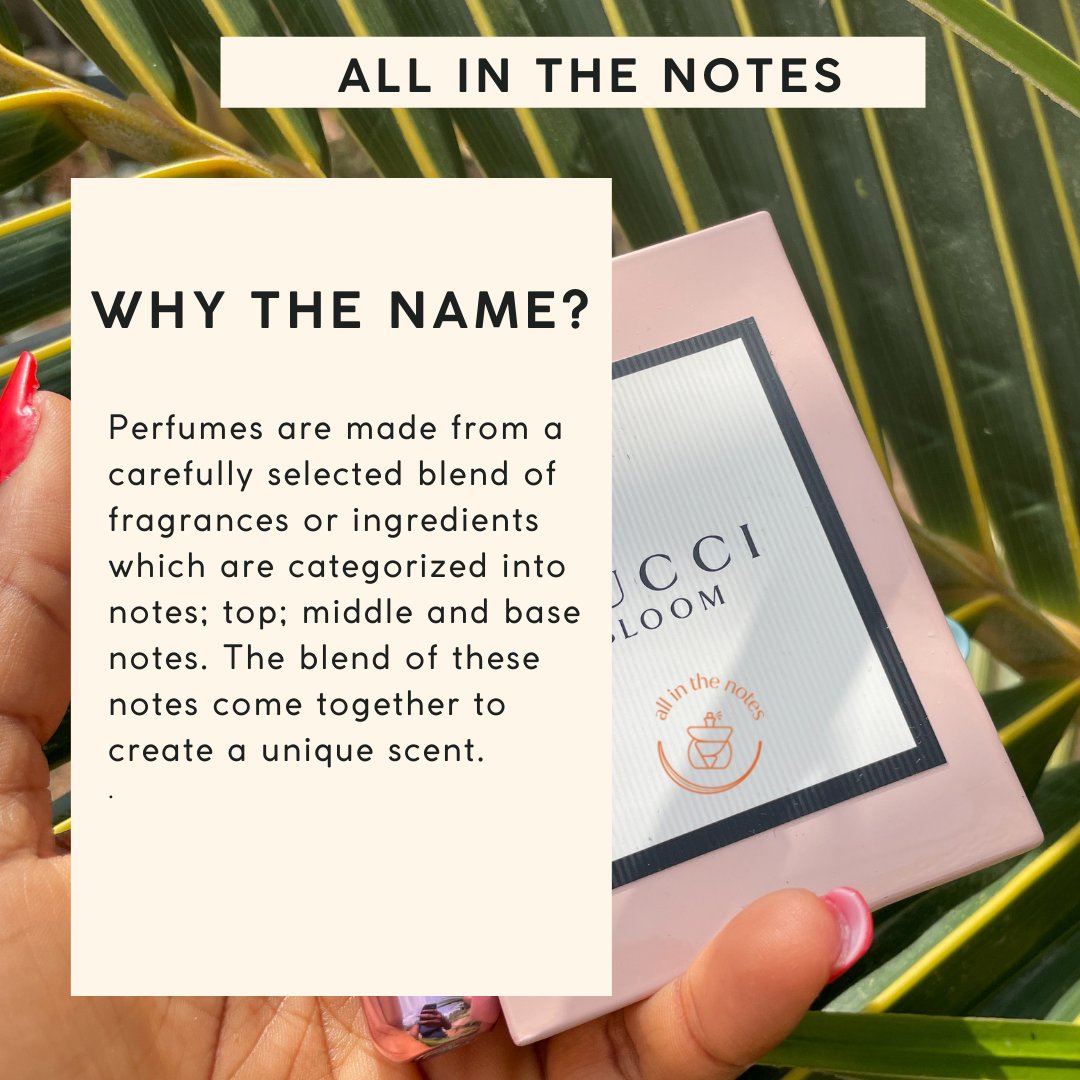 allinthenotes's tweet photo. Why the name All in the Notes? Your perfumes are usually made from ingredients categorized into notes. #PerfumeGhana #Perfumelover #PerfumeJunkie https://t.co/JIkjOoMmUv