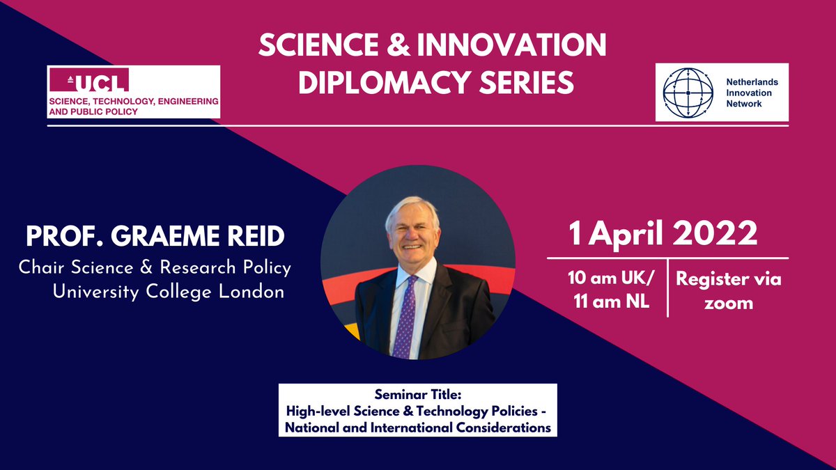 Lara Neervoort (@laraneervoort) on Twitter photo We are proud to announce our new partnership on #science & #innovation diplomacy with <a href="/UCLSTEaPP/">UCL STEaPP</a>! <a href="/GraemeTR/">Graeme Reid</a>, Prof. of Science & Research Policy <a href="/UCL/">UCL</a> will lead the first event in this series of seminars and workshop. Please sign up now: bit.ly/3wcENJS
<a href="/IAnetwerk/">Netherlands Innovation Network</a> <a href="/NLinUK/">Netherlands Embassy 🇬🇧</a> We are proud to announce our new partnership on #science & #innovation diplomacy with <a href="/UCLSTEaPP/">UCL STEaPP</a>! <a href="/GraemeTR/">Graeme Reid</a>, Prof. of Science & Research Policy <a href="/UCL/">UCL</a> will lead the first event in this series of seminars and workshop. Please sign up now: bit.ly/3wcENJS
<a href="/IAnetwerk/">Netherlands Innovation Network</a> <a href="/NLinUK/">Netherlands Embassy 🇬🇧</a>