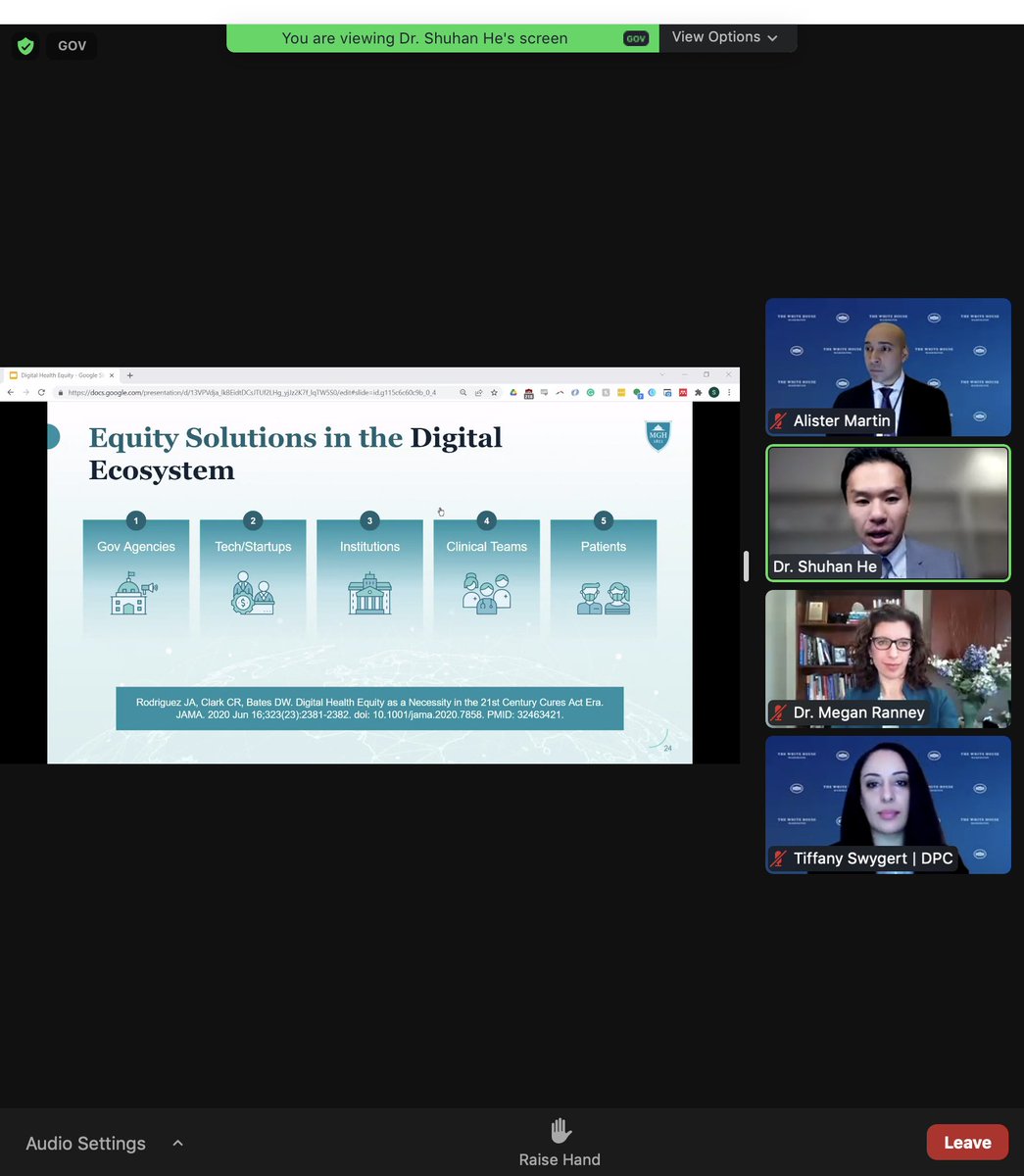 screenshot of a slide illustrating that everyone from the government to patients will need to be on board to build equitable digital systems