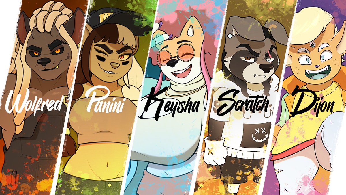 attkgang's tweet photo. THE BAND IS COMPLETE.

#ATTK #ATTKGANG #Wolfred #Panini #Keysha #Scratch #Dijon #90sTeeVee https://t.co/Ar1H8qpnjL