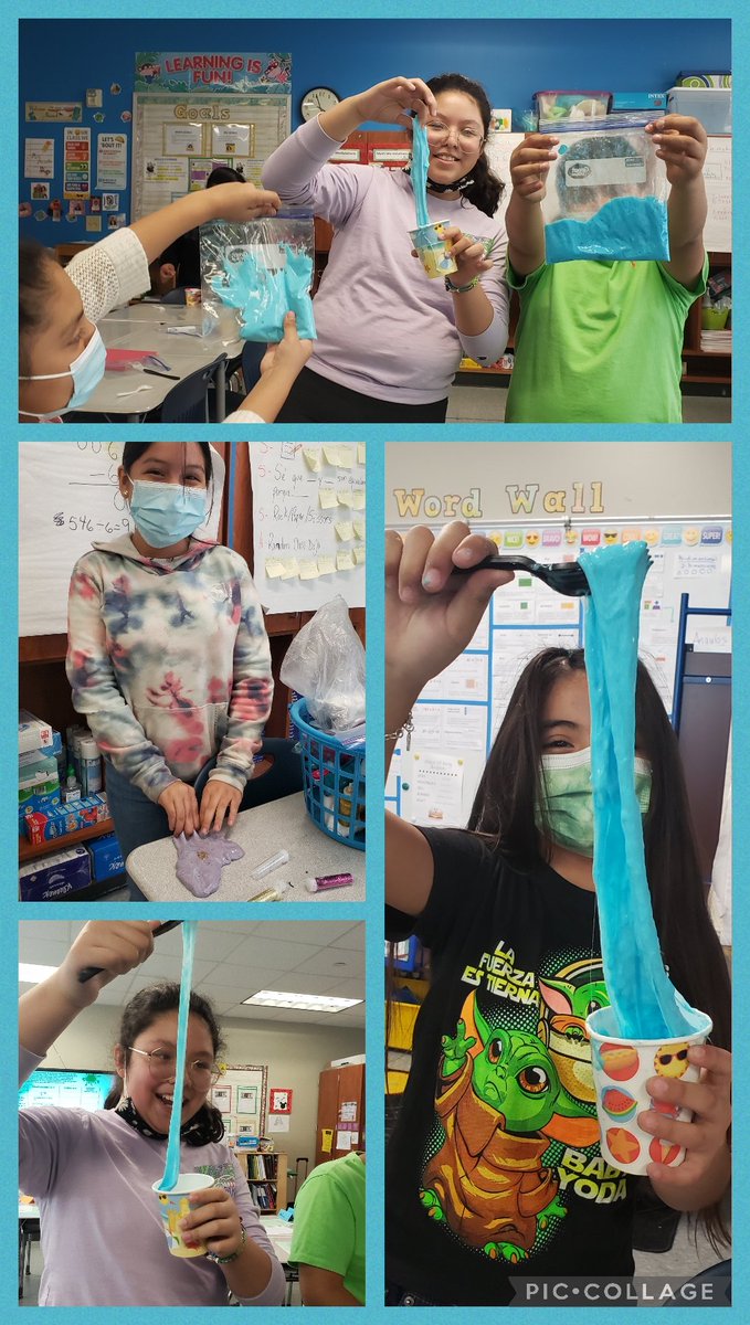 Anlyacosta's tweet photo. Camp Spark Day 3 - They reviewed equivalent fractions and used what they learned to prepare slime. They had a blast!💚 #4thgraderocks @Almeda_Elem @Ian_Olmstead @GulleyToiya @deandra_waters @MsMariaPinedo https://t.co/YNt5PiaFqX