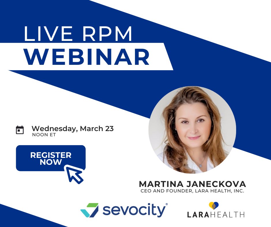 SevocityEHR's tweet photo. Sevocity has partnered with Lara Health to bring their customers a seamless solution for remote patient monitoring and other virtual care models. Learn about the many benefits of RPM, plus additional revenue your practice will unlock! 

Register Now - https://t.co/dqE9I3YcA5 https://t.co/sGiaWsjTkE