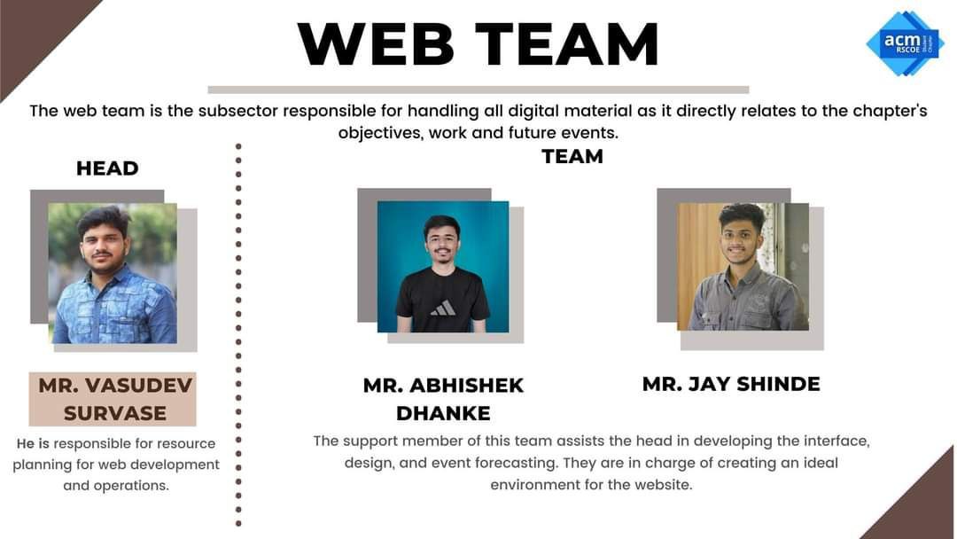 AcmRscoe's tweet photo. Technology  passionates, who grind to keep the ACM website updated and running smoothly equipped with talent like great working standards and teamwork. https://t.co/h7HZOuq1cJ