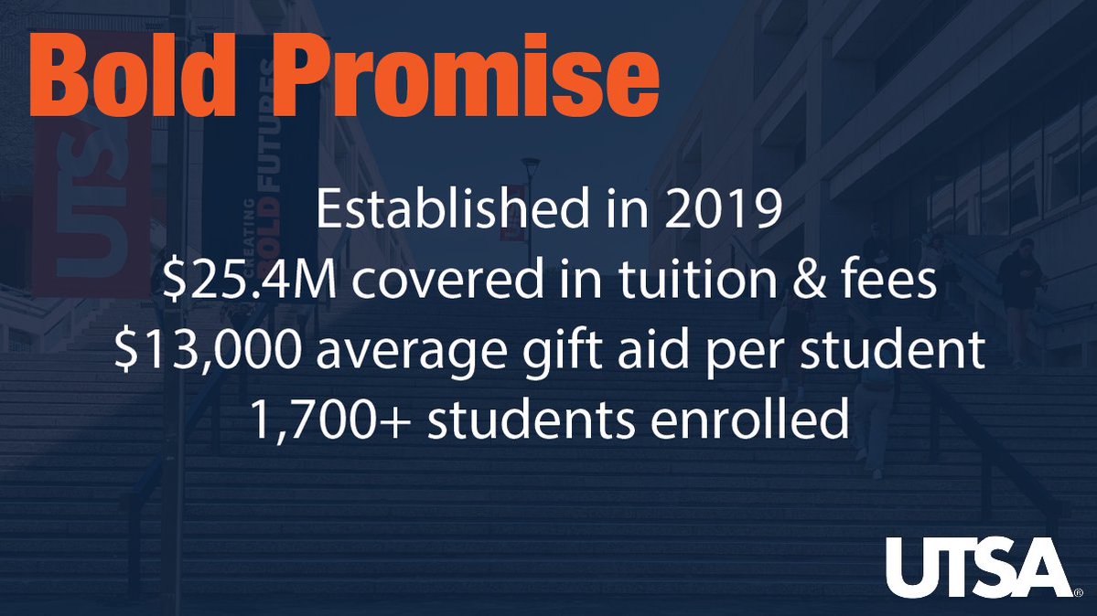 UTSA's tweet photo. Birds way up. The UTSA #BoldPromise program is making higher education more accessible to high-achieving students from low and middle-income families.

Learn more: https://t.co/8kXikXFShP

#UTSA #UTSABoldPromise #PromisePlus @UTSystem @JBMilliken @PresidentEighmy https://t.co/re1ED6nFCv