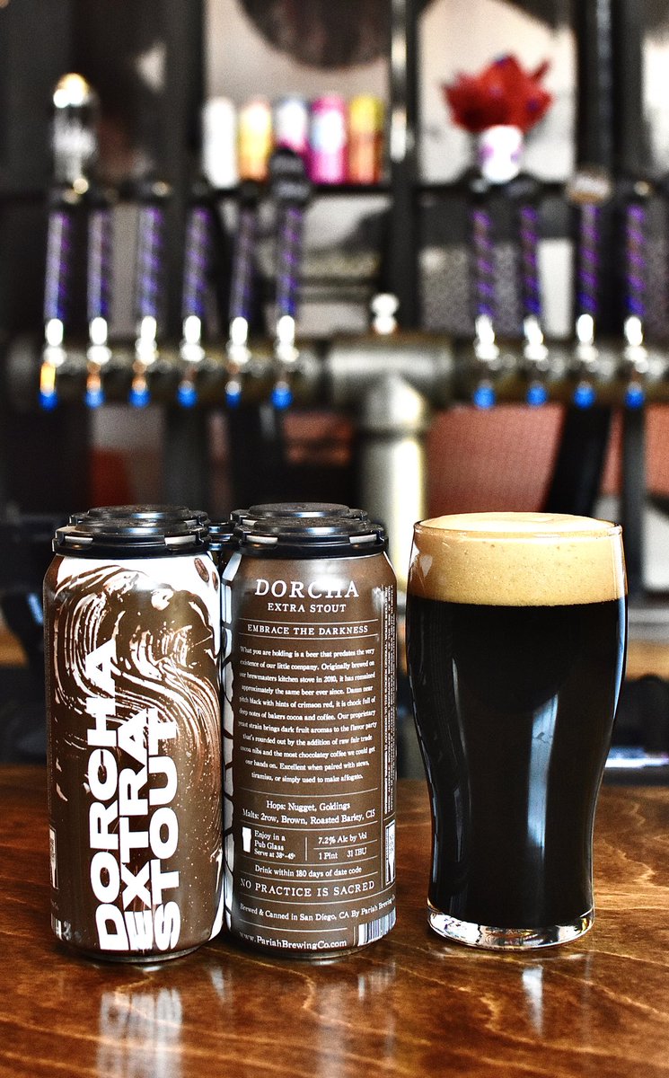 Stout appreciation post because this week everyone is Irish. Inspired by the Foreign Extra Stouts of Ireland, our version is rich &amp; decadent yet not cloying- that’s our Dorcha. Both tasting rooms are back at it today. Cruise through for a pint ☘️