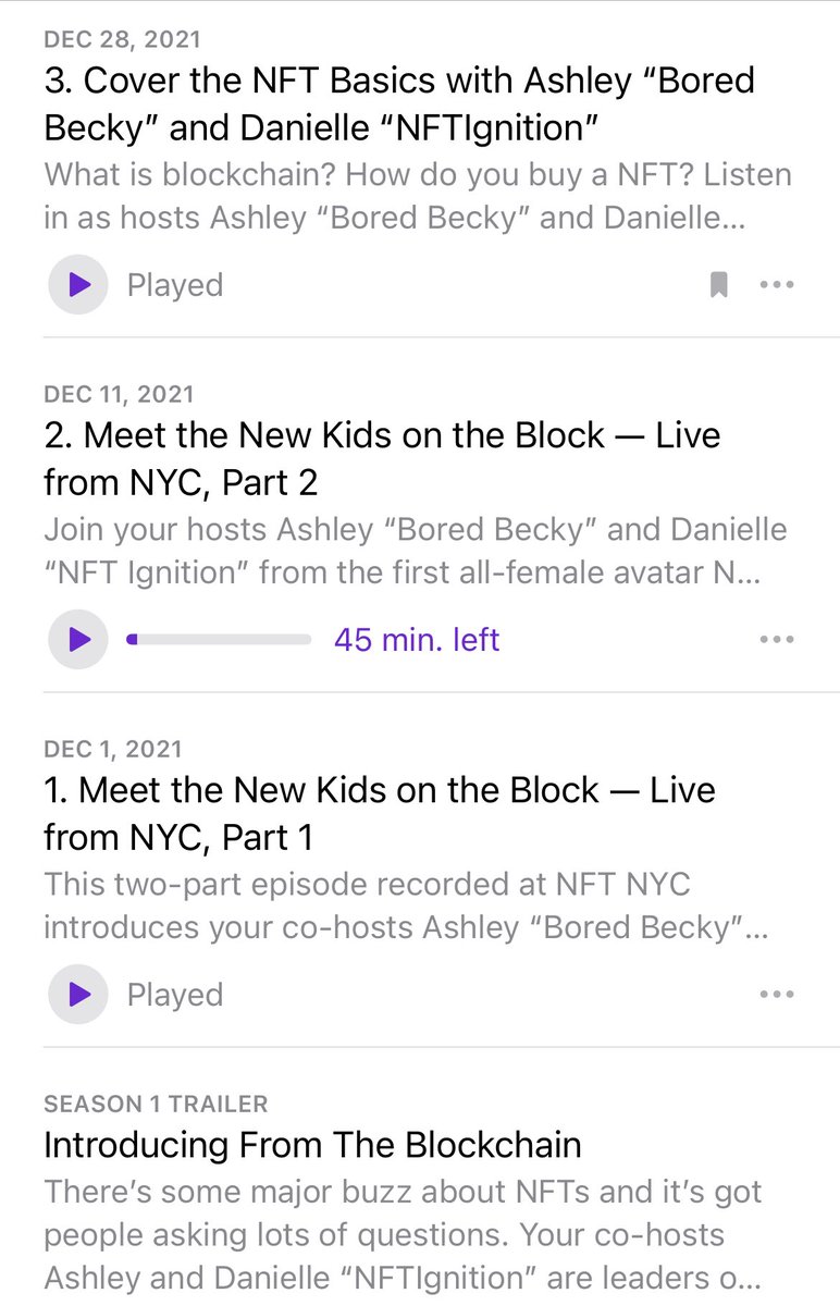 Our podcast features 45 min episodes covering #nft &amp; #web3 topics that bring value to early adopters and to newbs! 

Check out our releases to date 👇
#FromTheBlockchain
🎧: link.chtbl.com/YN4wdIR2