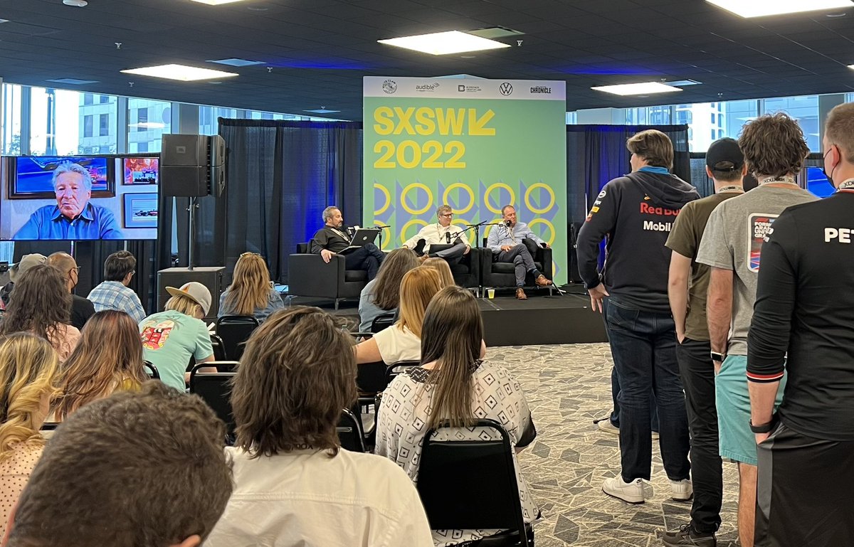 Speedcaster's tweet photo. Thank you to our guest @MarioAndretti at our @sxsw event yesterday . The crowd patiently waited their turn to ask their hero a question. #GOAT𓃵  #SXSW 

Podcast coming soon. https://t.co/7j9xR5pYup
