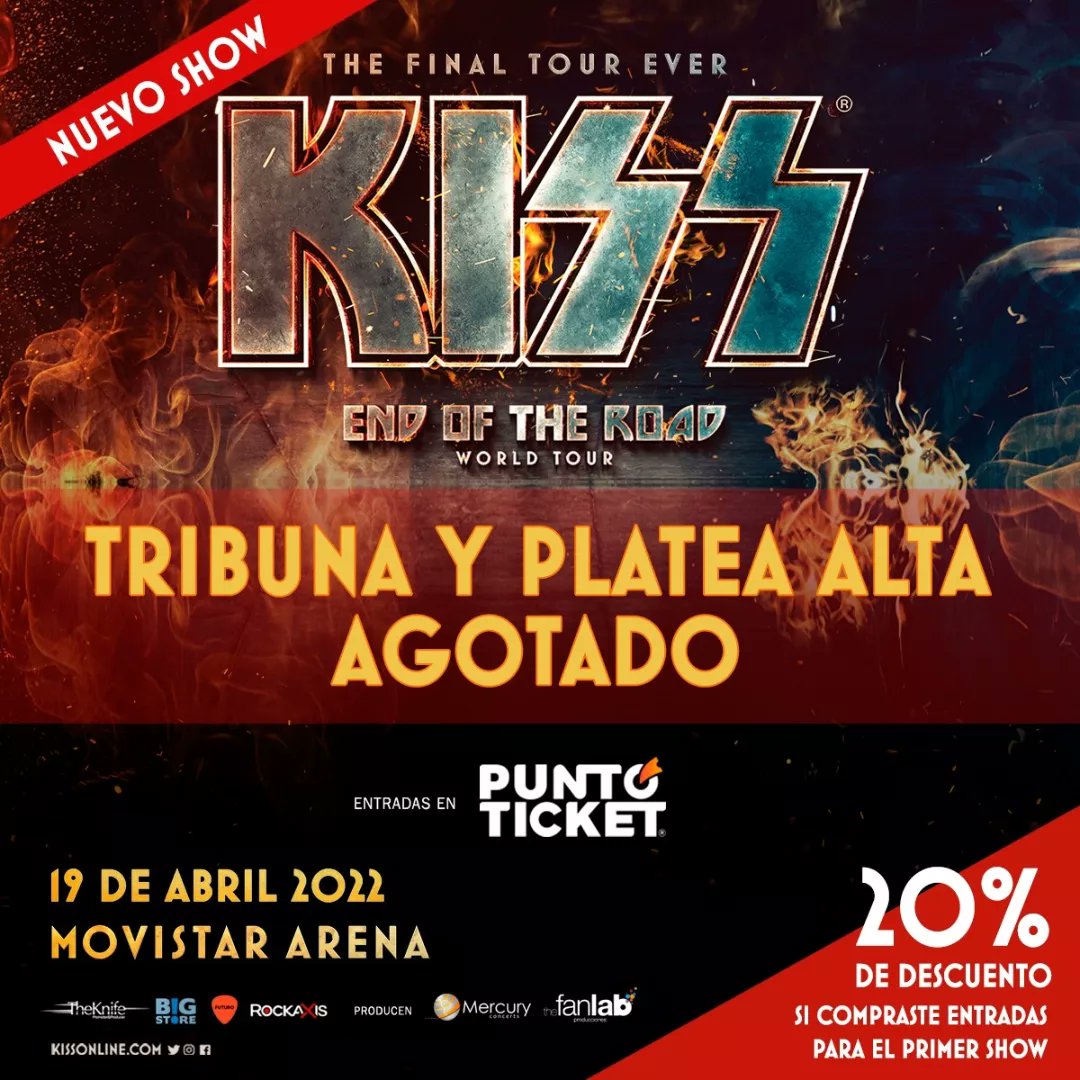 kissarmychile's tweet photo. ¡Se los dijimos!
KISS está vendiendo rápidamente la segunda fecha agendada en Santiago. Ya se agotaron tribuna y platea alta para el 19 de Abril.
Aseguren sus tickets o se quedarán fuera de la mejor fiesta de Rock n Roll.
#kiss
#TheFanlab 
#kissarmychile https://t.co/X4yzKcqlOi