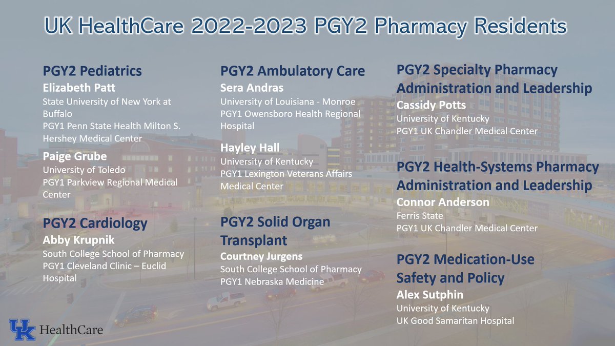Happy Match Day! We are so excited to announce our UK HealthCare 2022-2023 pharmacy residents. Welcome to our UK pharmacy family!