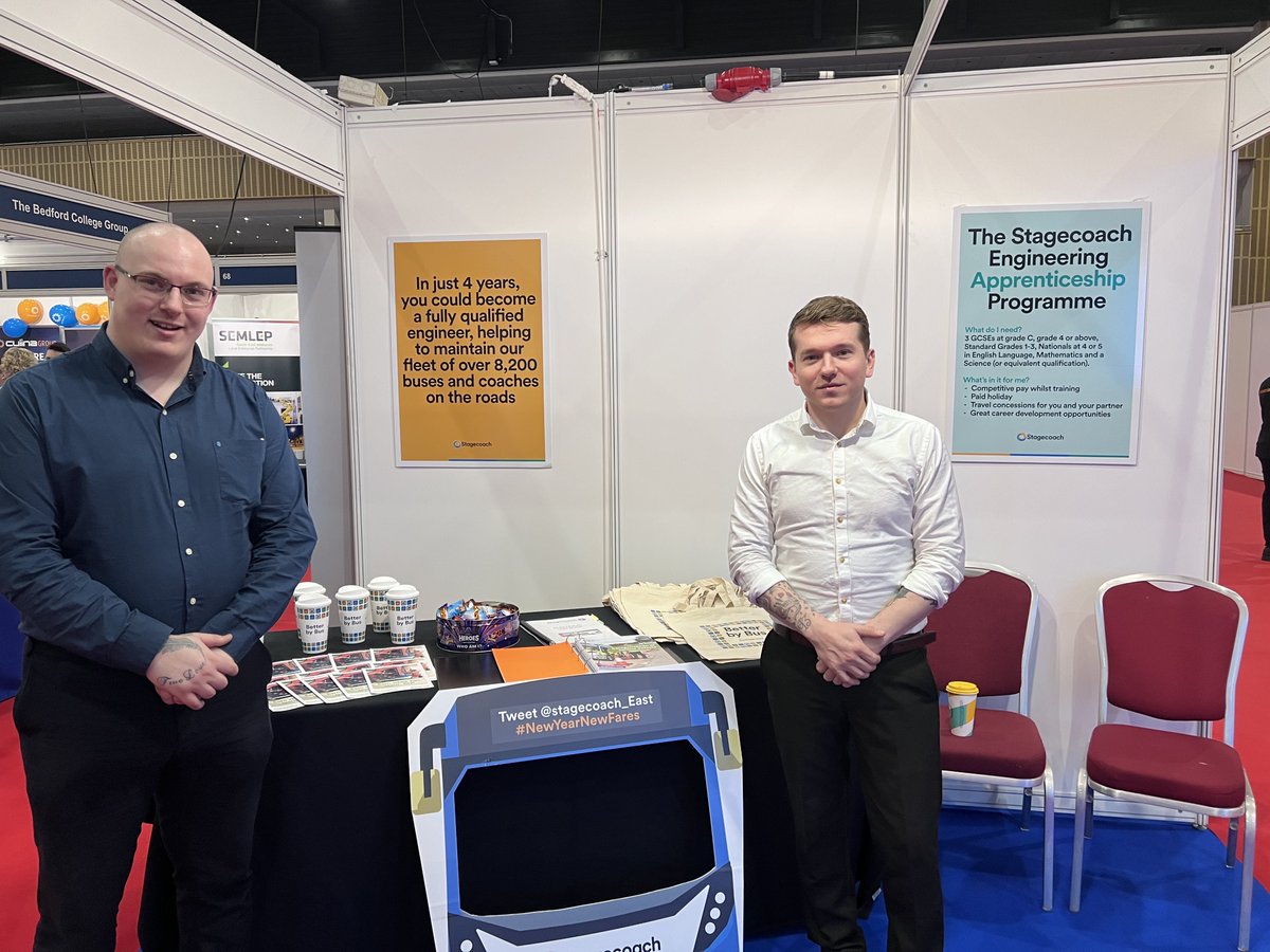 Stagecoach_East's tweet photo. It was great seeing so many students at the #NationalApprenticeshipShow in Milton Keynes today! 

We look forward to seeing more of you tomorrow, drop by and chat to the team 👋🚌

#NASCENTRAL #Apprenticeship #MiltonKeynes https://t.co/j2Xa53Ia9T