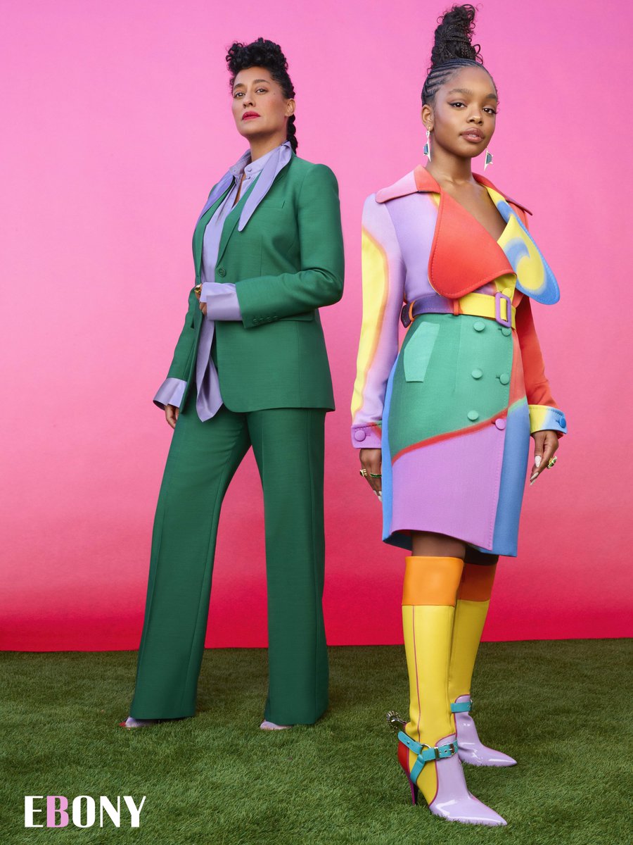 EBONY's tweet photo. Where flowers grow, #BlackGirlMagic is in full bloom. In their March cover shoot, @TraceeEllisRoss & @MarsaiMartin serve epic spring fashion in vibrant looks that ring in the new season & nod to new beginnings. https://t.co/GXBnj781G4 #EBONYCover #EBONYMagazine https://t.co/E5iVTULfjF