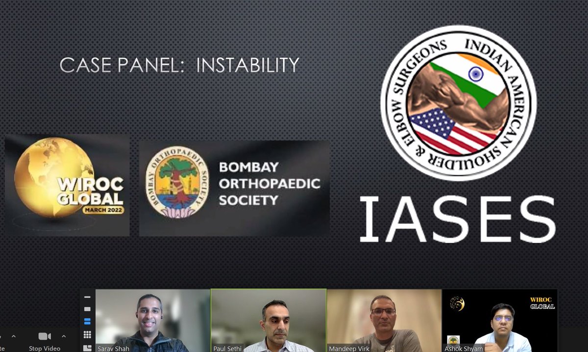 IASESBoard's tweet photo. IASES founding members Dr. Sarav Shah, Dr. Mandeep Virk, and @PaulSethiMD were recently present on a panel led by IASES and the Bombay Orthopaedic Society to discuss and share their knowledge on shoulder instability.
#IASES #NESEC #shouldersurgery #orthotwitter https://t.co/QXxrrHaW1u