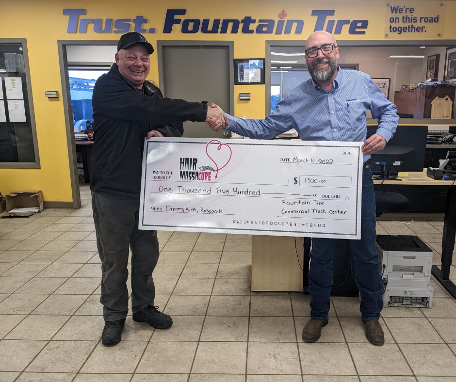 HairMassacure's tweet photo. We couldn't put on Hair Massacure without our amazing sponsors. Thank you for your support Fountain Tire Truck Centre 13520-156st Edmonton Alberta!
#Hairmassacure #thisishowwefight @fountaintiretruckcentre https://t.co/hC2EJAq7Gw