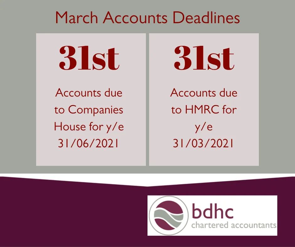 bdhcAccountants's tweet photo. These are the main Accounts Deadlines for March, if we can help with anything related to them please contact us https://t.co/CKNqwqea4P