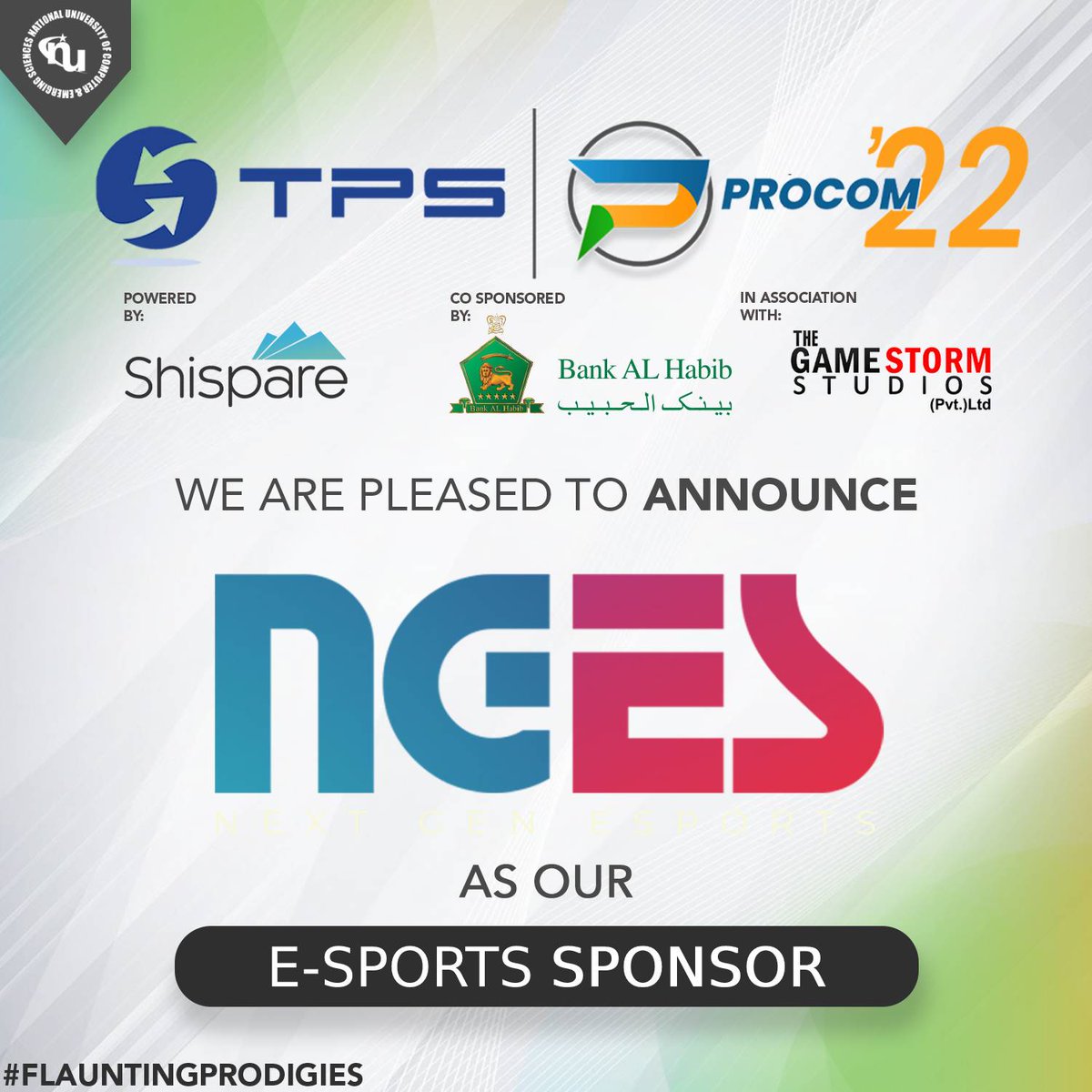 procom2022's tweet photo. NGES has already established a name for itself in Pakistan's eSports market thanks to their highly competent workforce, and we at TPS PROCOM'22 are thrilled to welcome them as our latest sponsor.
#TPSProcom22
#FlauntingProdigies https://t.co/agYATZ22FF