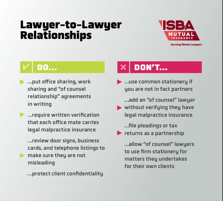ISBAMutual's tweet photo. Don't get caught off guard by the less obvious lawyer-to-lawyer relationships that can create liability. Find out more by reading our guide: https://t.co/JAd0xPjxzZ https://t.co/BK7qH3lZrO