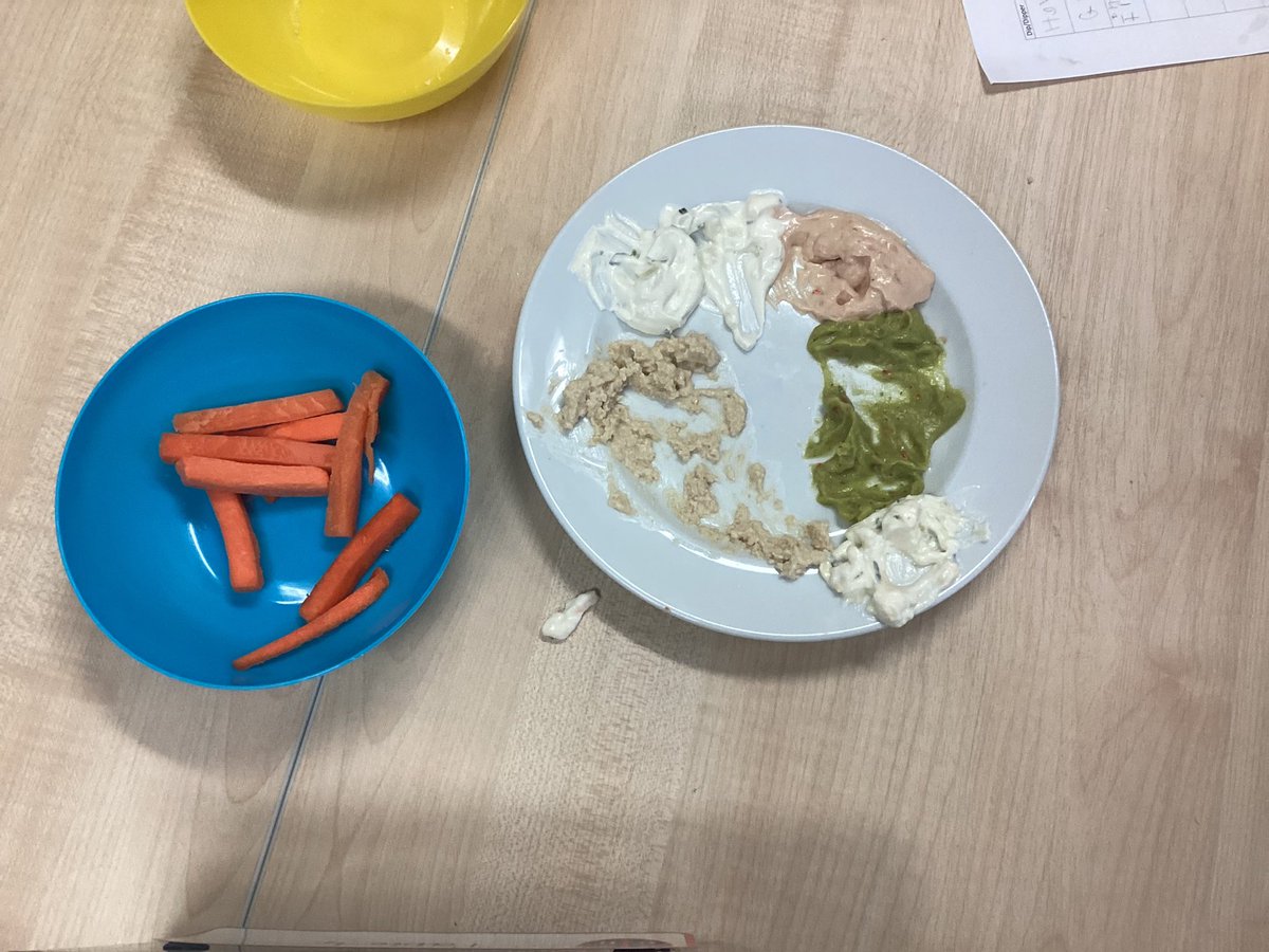 OLGHLiverpool's tweet photo. In #OLGHy2, we have started our new DT topic looking at βCruditΓ©s and dips.β This afternoon, we began evaluating the different textures, smells, appearance and tastes of a range of dips and dippers.β #OLGHdt #guacamole #onionandgarlic #houmous #sourcreamandchive #cheeseandchive https://t.co/tUysXvTcEB