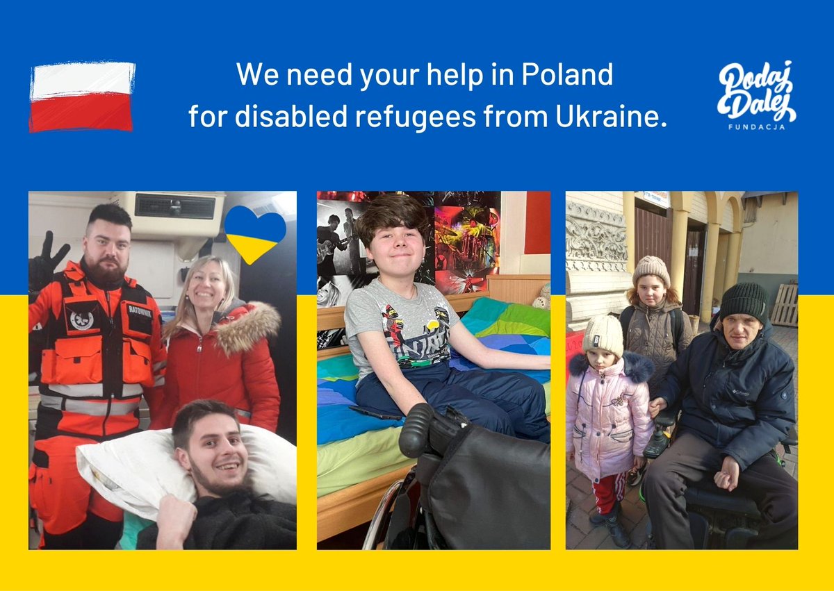 zuziola's tweet photo. In @PodajDalej_Fund we need Your help for people with disabilities and their families who are fleeing the war in Ukraine 💛💙 Please join @GlobalGiving  
https://t.co/DNpHBrPgy7
#solidarityWithUkraine #Ukraine #StopPutin #StandWithUkriane https://t.co/uvn9JKdrFw