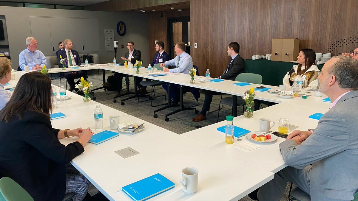 Entirl's tweet photo. Minister @mmcgrathtd is in San Francisco attending events to mark #StPatricksDay. 

This morning, he joined a business breakfast hosted by @EI_theUSA along with representatives from @DaonInc &amp; @AltadaSolutions to discuss the Irish #fintech firms expanding in the US. https://t.co/w0eU6krKmy