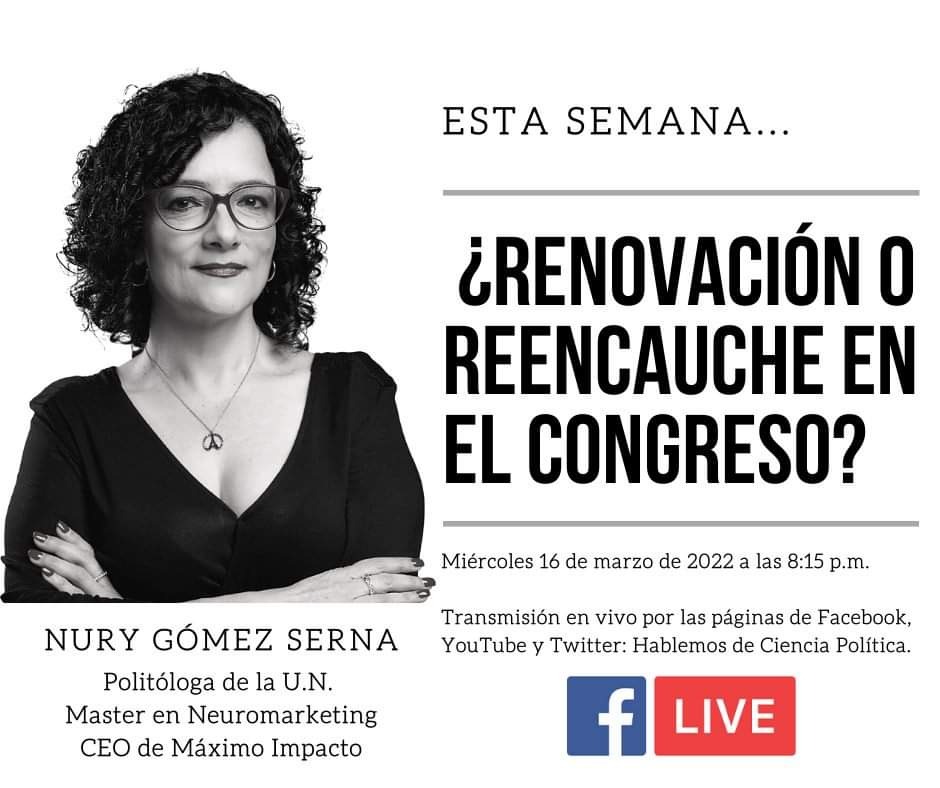 Hablamos esta noche de los resultados electorales <a href="/CienciaPolitica/">Hablemos de CIENCIA POLÍTICA</a> 
Los esperamos
<a href="/AcopolColombia/">ACOPOL Colombia</a> <a href="/GuerrayPoder/">Guerra & Poder</a> <a href="/maratonicomujer/">Maratónico Mujeres Políticas</a> <a href="/RedPolitologas/">Red De Politólogas - #NoSinMujeres</a>