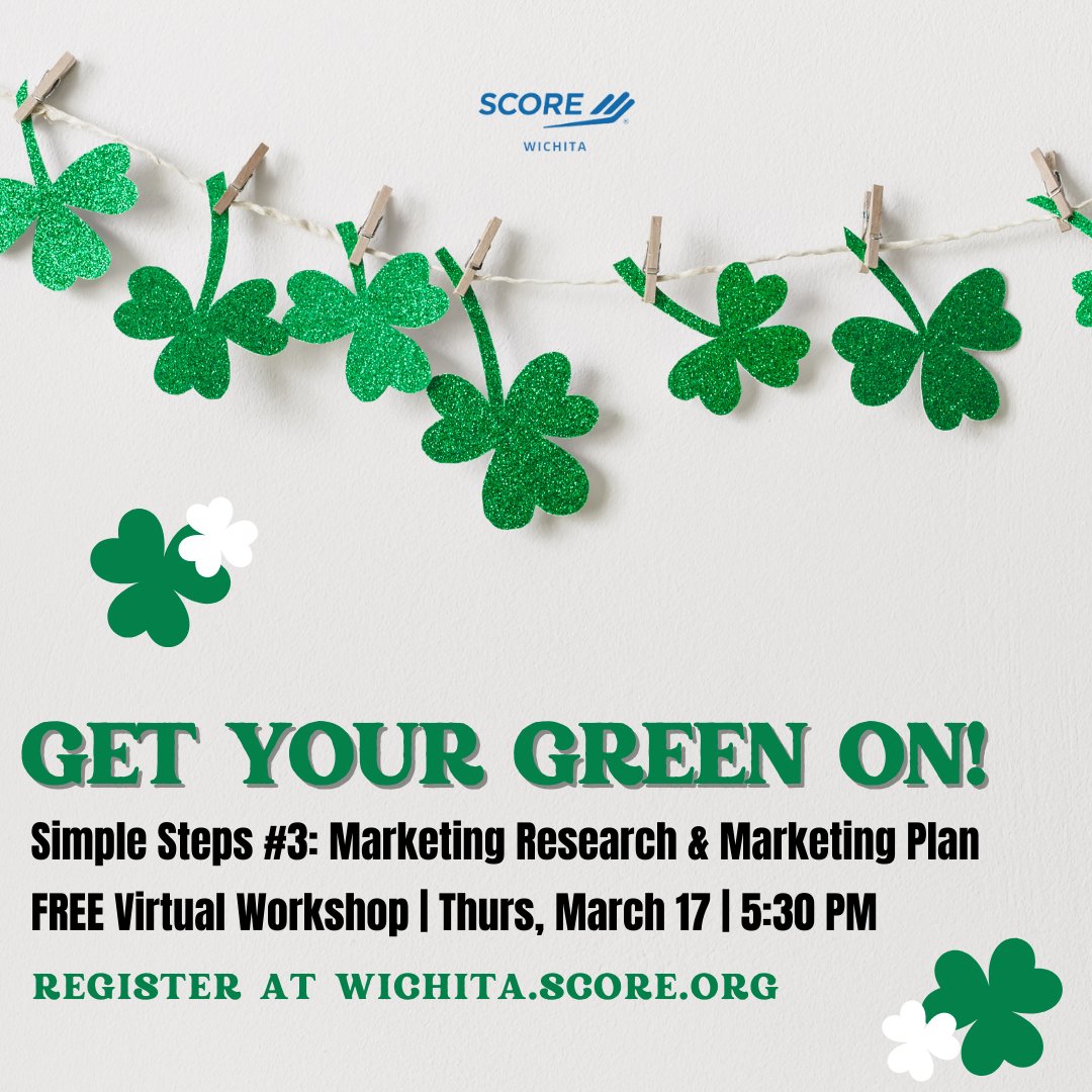 Let's create a path to success for your company to find a pot of gold and make some green this St. Patrick's Day! 🍀 In this free virtual #marketingworkshop on March 17 at 5:30 PM (register at bit.ly/3CpGiFK), we'll do a marketing comparison, perform research &amp; plan.