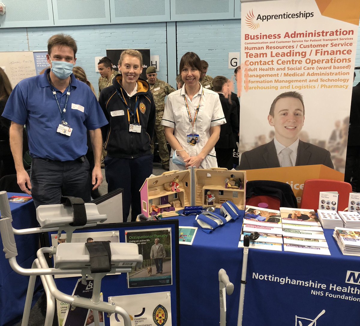 Sharing our passion for our professions with the next generation today at a local school! A great opportunity to stand beside other @NottsHealthcare staff & talk to young people about choosing an NHS career (did you know there are 350 of them!) @AHPsNottsHC #nhsambassador