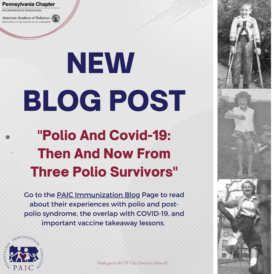 Visit immunizepa.org/news.../paic-i… to read the new PAIC blog post for March featuring three polio survivors! 

#PAIC #ImmunizePA #Polio #poliosurvior #Vaccines #Immunization #Vaccination #VaccinesSaveLives #VaccinesWork #poliovirus #COVID #COVID19 #GetVaccinated
