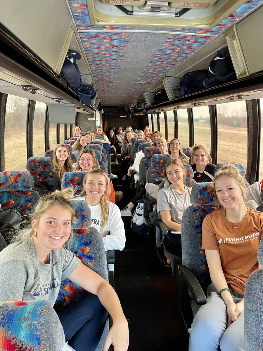 HopeCollegeSB's tweet photo. AND WEβRE OFF!!!! Our spring trip has officially started and we are FIRED UP!!! π₯Canβt wait to compete with this crew and for the roots to grow deeper with this team. Lots of memories in the next 11 days!!! #wheelsrollin #hcsbspringtrip2022 #lotsofsnacks #CoachVsfirstselfie https://t.co/LxQvVGThP1