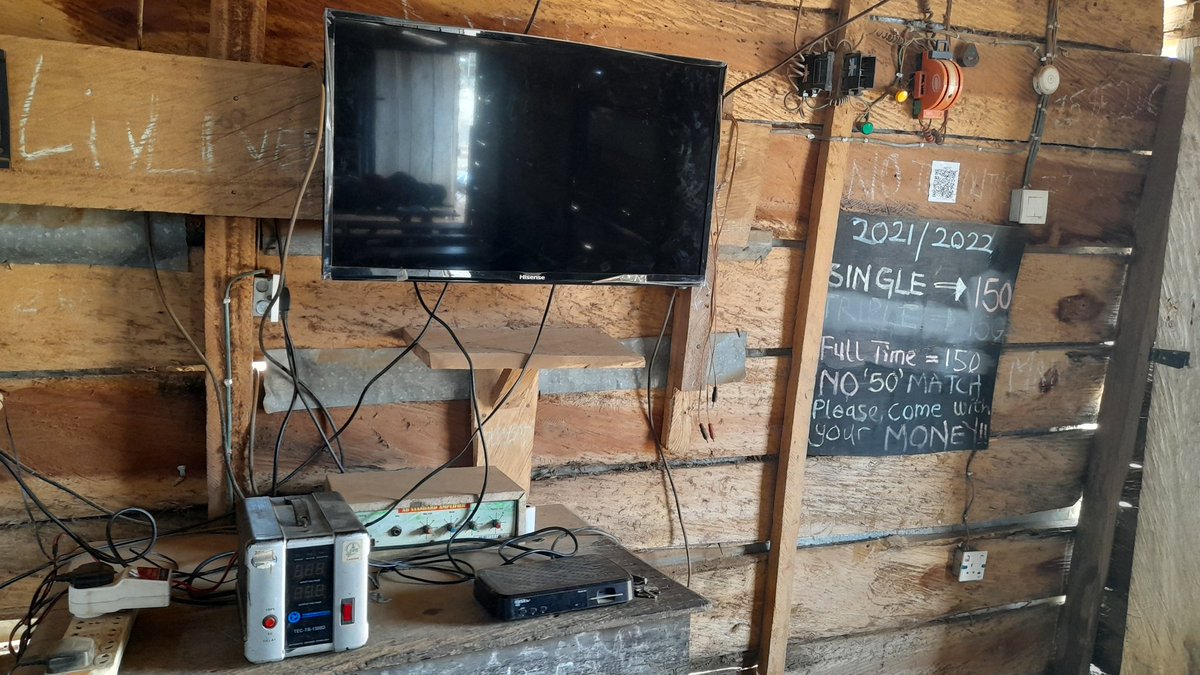 Mikedeyforyou's tweet photo. I started football viewing center two months ago and all I could afford was a tv, a stabilizer and a small generator. I can't show more than a match at a time and also battling with a faultful generator. I would love to have two more televisions, a UPS, a fan and a standby gen. https://t.co/B5DoFQduiB