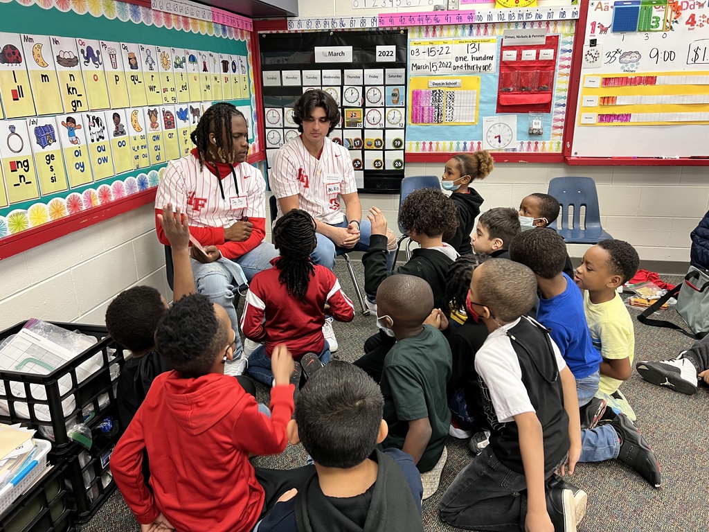 D161Supe's tweet photo. It was a special morning at Serena Hills today, when the Homewood-Flossmoor Baseball Team stopped by for a visit. They read some books, taught us what it means to be a good teammate, and played Simon Says! Thanks to Coach McCarthy and all the players for the special visit! https://t.co/e7OZjSqKyV