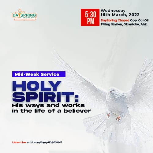 DaySpringVLBC's tweet photo. Topic: HOLY SPIRIT (His Ways and Works in the Life of a Believer) John 15:26
The Holy Spirit is the reality of God,
The wisdom of God; He is the spirit of Truth.
#HolySpirit #VLBC
#DaySpringChapel
#DaySpringDrive https://t.co/x5WZpDdhxx