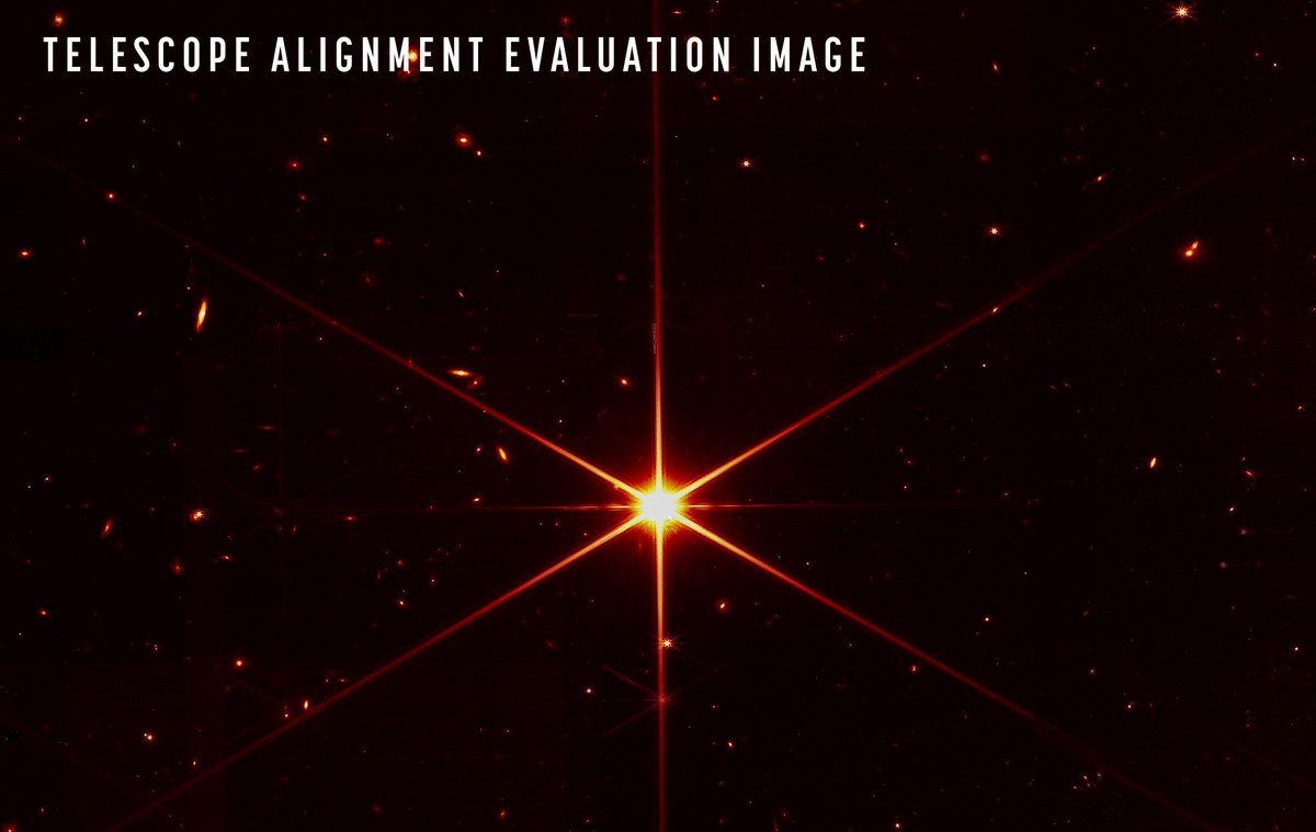 astropierre's tweet photo. Clairement, les 2 images de la journée !

A gauche, résultat de l'alignement final des segments du miroir du JWST. L'image de l'étoile-référence est parfaite, et on voit déjà des galaxies dans l'arrière-plan 😍

A droite, un "selfie" de l'instrument NIRCam sur le miroir principal https://t.co/TmhjP5pjvu