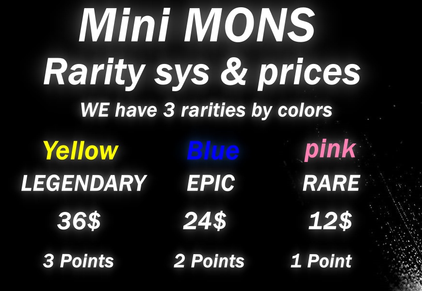 MiniMons28's tweet photo. Mini Mons
Rarity sys &amp; Prices https://t.co/AAg3yGfNkf