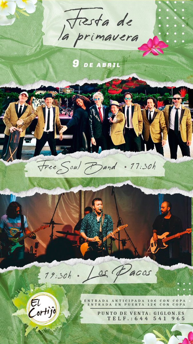 💣💣BOOOOM!!!!💣💣

¡Volvemos a la carga! El sábado 9 de abril comenzamos la temporada en <a href="/ElCortijoAtq/">El Cortijo Lounge</a> junto a los amigos de la Free Soul Band para dar la bienvenida a la Primavera.

ENTRADAS AQUÍ: giglon.com/todos?idEvent=…

¡Os esperamos con muchas ganas! 💚