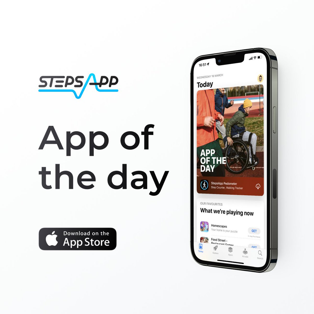 StepsAppTeam's tweet photo. We are proud! ☺️ StepsApp is "App Of the Day" across Europe today 🎉🥳 #BecauseEveryStepCounts #StepsApp #AppStore #FitnessApp #App #iOS #Apple #AppOfTheDay #featuring https://t.co/Ft19uwh8vY