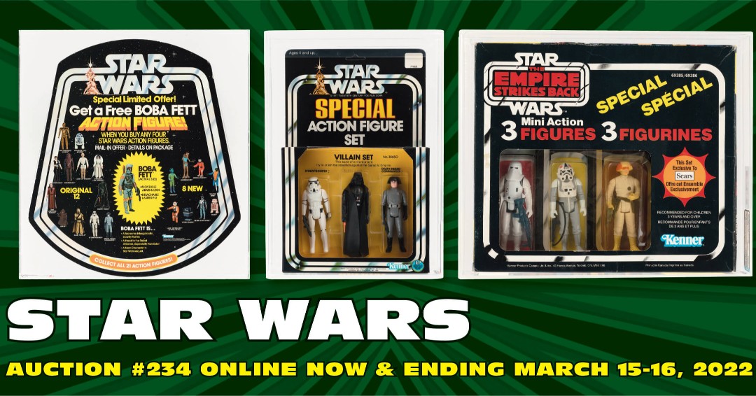 HakesAuctions's tweet image. Hake's is the #1 Action Figure Auction House in the Galaxy!
Bidding ends tonight! ow.ly/pZU130seaen

#DiamondInternationalGalleries #PREVIEWSworld #HakesAuctions #vintage #popculture #Kenner #StarWars #actionfigures #AFA #70sToys #auction #results #StarWarsFans