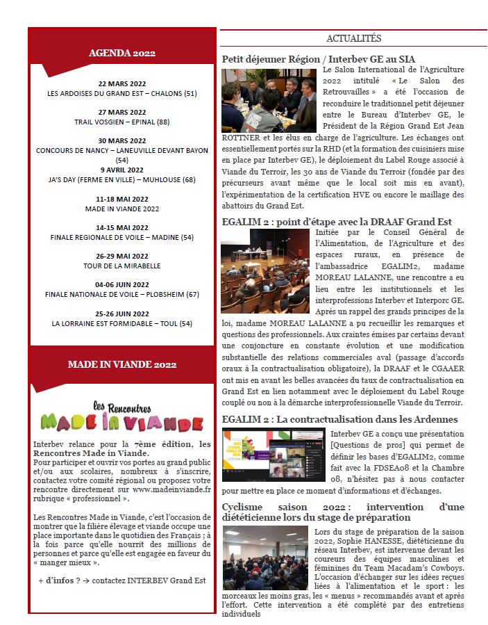 InterbevGdEst's tweet photo. La newsletter de mars est sortie
#MAFBoucherie #RHD #SIA22 #EGALIM2 #RegionGE #Connaissancefiliere #LabelRouge #cyclisme #saison22 #loqualite #MadeinViande https://t.co/TvuGZcJ0Tb