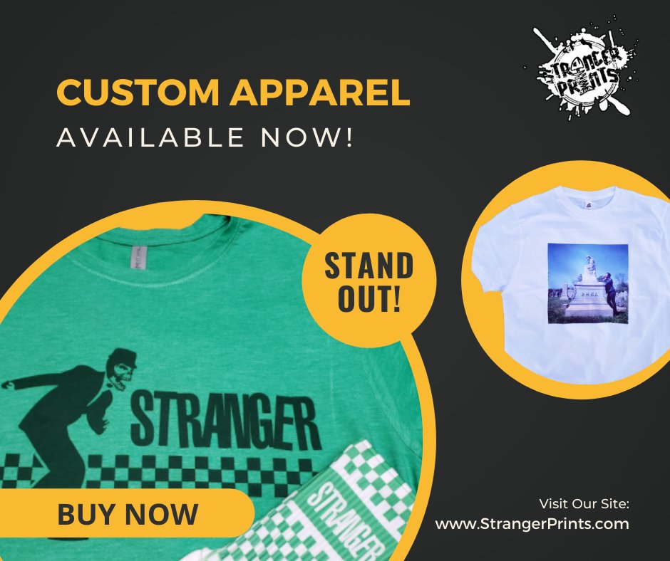 strangerprint's tweet photo. Custom #apparel is an excellent way to get your #brand in front of the right people. #Custom printed clothing not only looks good, it gets people talking. The more people talk, the more likely they are to remember you later...when it matters most! 
https://t.co/78Q6nnMtrQ https://t.co/W8E2c354Nd
