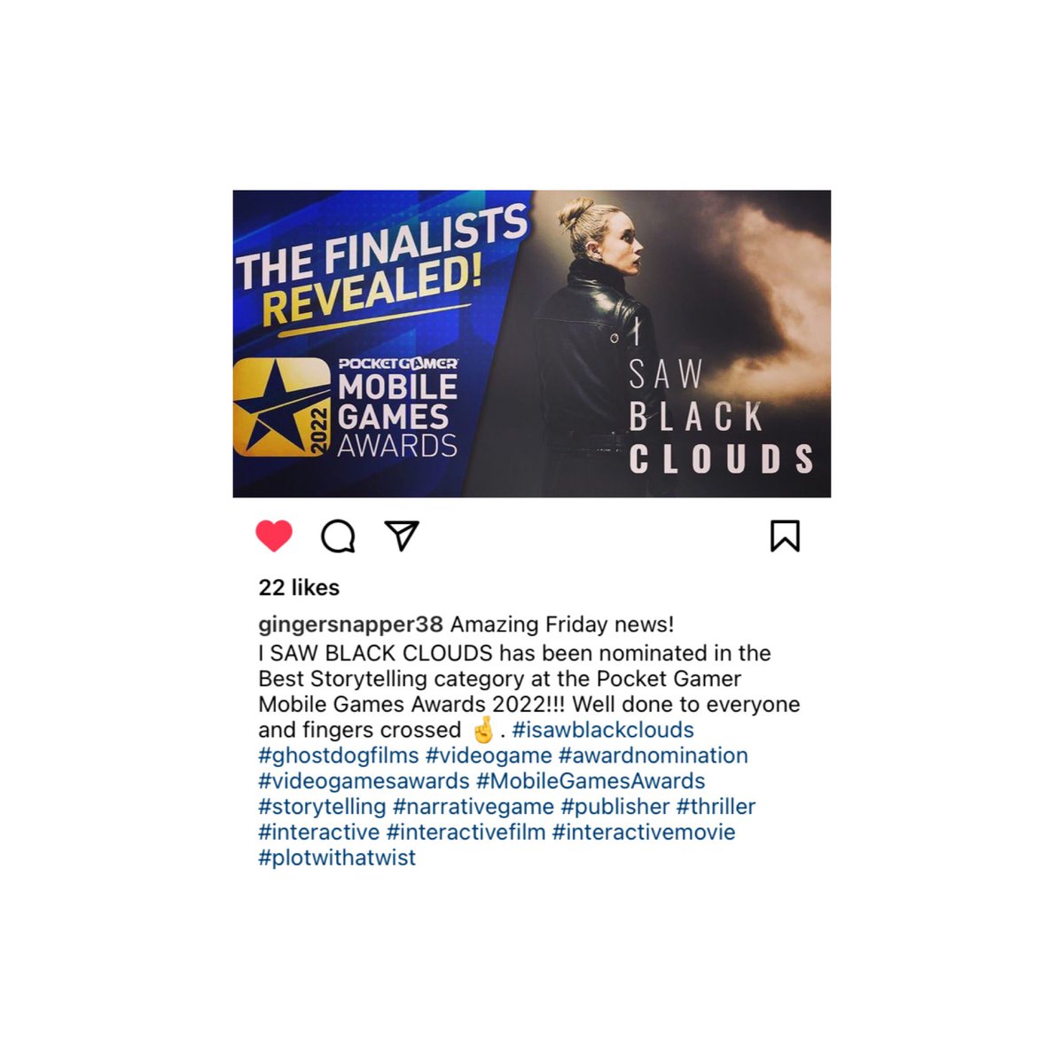 I mean 🤩😍❤️😬💁🏻‍♀️ finalists revealed 💪🏻🙏🏻🎥📽 #isawblackclouds #actress #film #thriller #mobilegamesawards