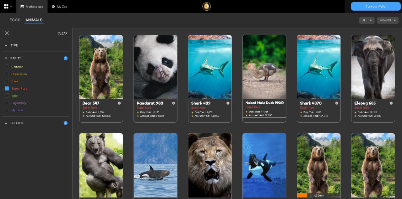 CryptoZoo on Twitter "The User interface of the CryptoZoo marketplace