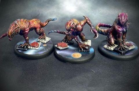 WyrdGames's tweet photo. These void hunters shared on IG by @dudewaaagh look so neat! Lovely coloring on their hides.

#playwyrd #wyrdgames #malifaux #miniaturepainting https://t.co/cXLB86VgV1