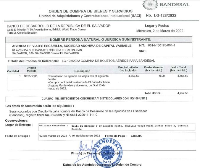 suazohugo's tweet photo. A esto se refería Nayib cuando dijo que se apretarían el cincho: $4,757. 50 en dos pasajes para ir a Uruguay. https://t.co/F8l6lqv8Mq