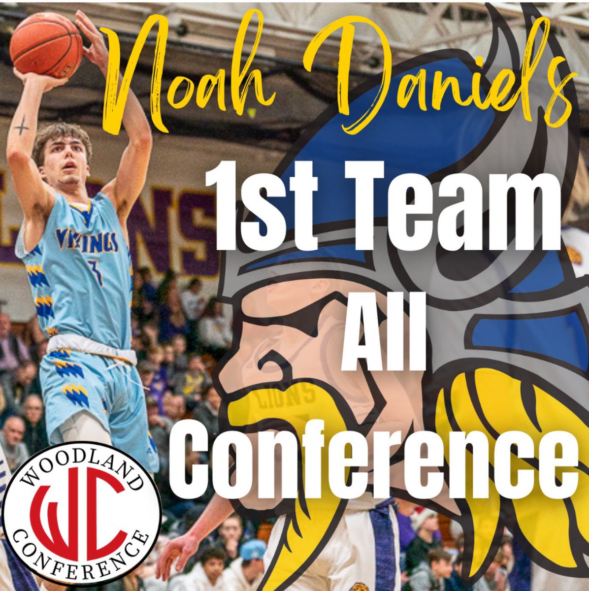 Huge Honor to Noah Daniels <a href="/NoahDaniels03/">Noah Daniels</a> on 1st Team All-Conference <a href="/NBWAthletics/">NBW Vikings</a> <a href="/scottwcook33/">Scott Cook</a> <a href="/WOODLANDconf1/">WOODLANDconf1</a> <a href="/WestSDNB/">SDNB New Berlin West</a> 

Stats
24.6 ppg (1st)
13 rpg (1st)
3.5 assist a game
63% FG percentage 
29 rebounds vs Ike (school record)
30+ points 4x
