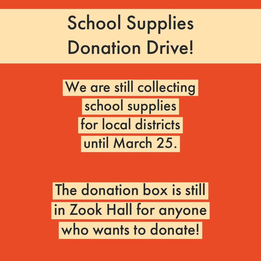 AkronNSCS's tweet photo. Our school supplies donation drive has been extended!  We are now collecting any and all school supplies until March 25.  The box is still in Zook Hall if you want to donate!  #ua #uakron #akron #akronnscs #nscs #gogeek #schoolsupplies #donate https://t.co/HAE6yfPuHw