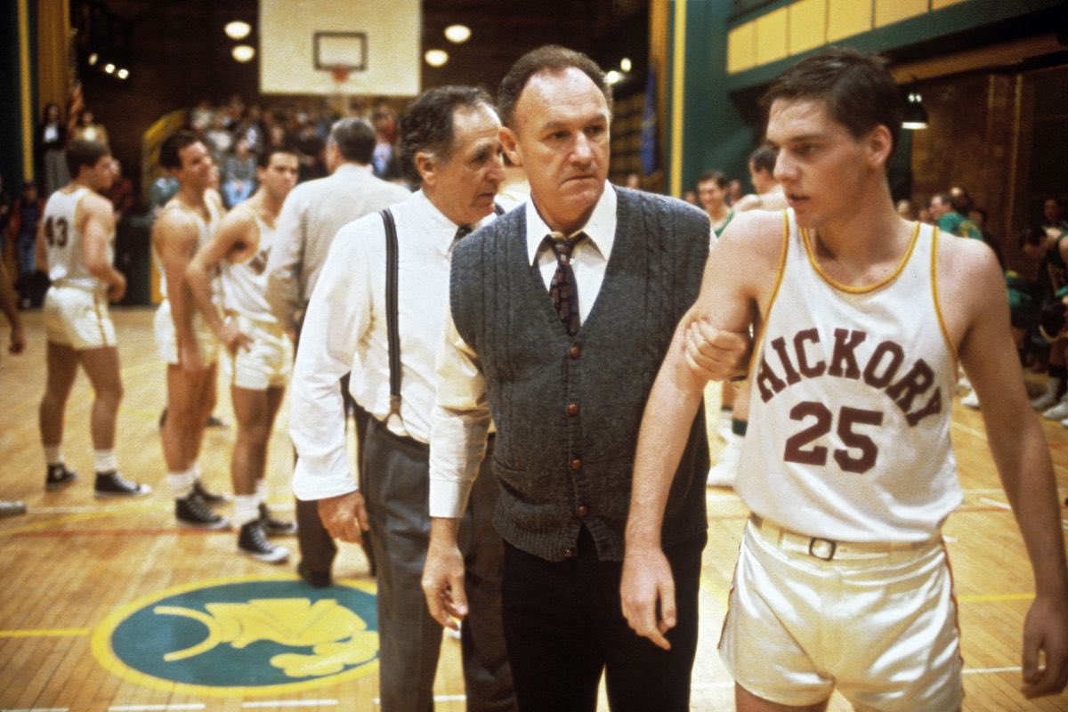 MarquesEversoll's tweet photo. Watched Hoosiers today, and I feel like we completely overlook how many times Coach gets tossed out of a HS basketball game. The man has no chill.
Why isn’t Norman Dale looked at like Bobby Knight? #FakeBracket https://t.co/OEbJl3TzGb